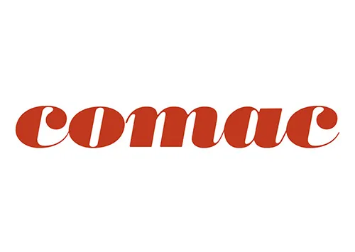 Erste Neugestaltung des Comac-Logos, jetzt ist das Logo rot